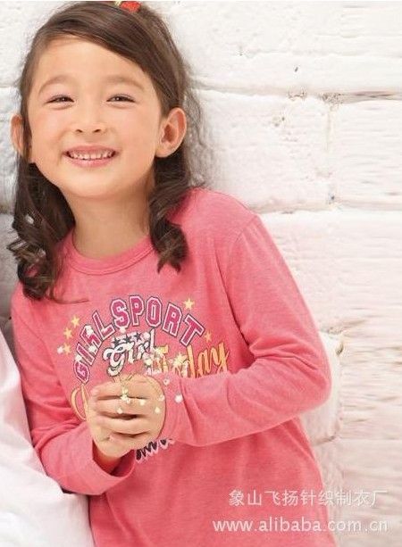 Children stock wholesale girl's spring clothing stocklots girl's long sleeves T-shirts cheap price