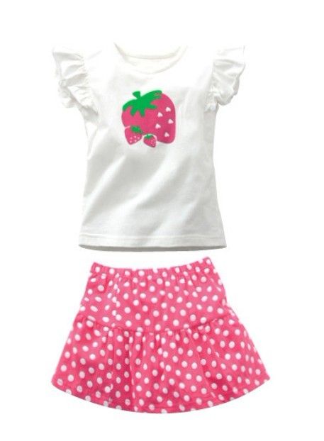 Children stock wholesale baby girl's Korean style summer sets T-shirts and skirts