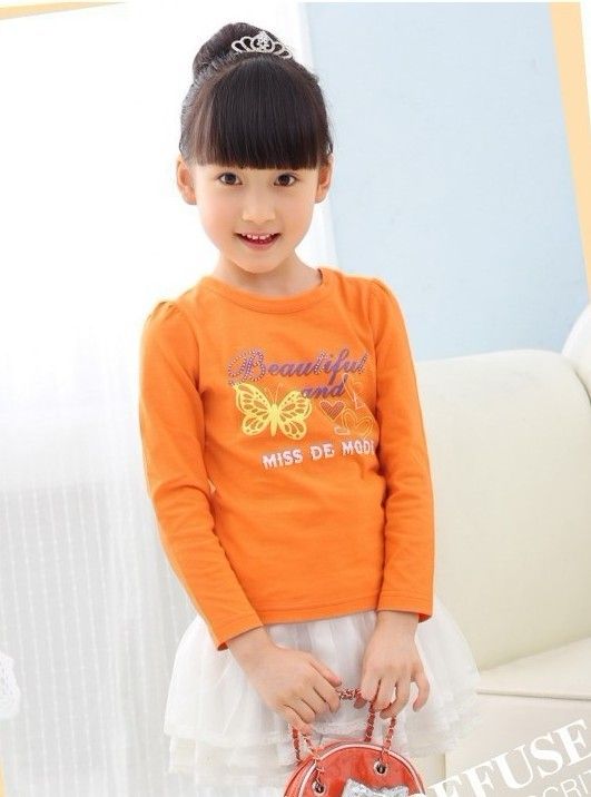 Children stock wholesale girl's spring clothing stocklots girl's long sleeves T-shirts cheap price