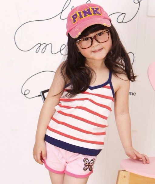 Baby girl's stripe tank top kids summer clothing 
