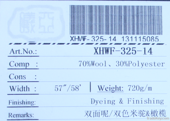 Xiya double-faced woolen goods wool fabric-720g/m