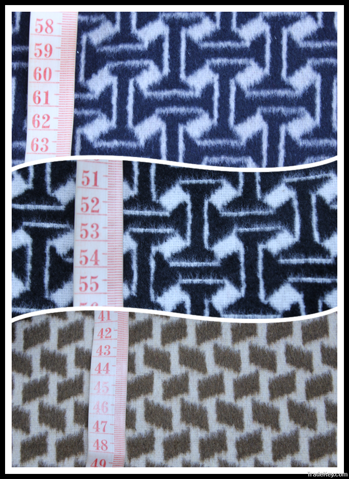 Xiya jacquard dobby rhombus spot wool fabric 520g/m