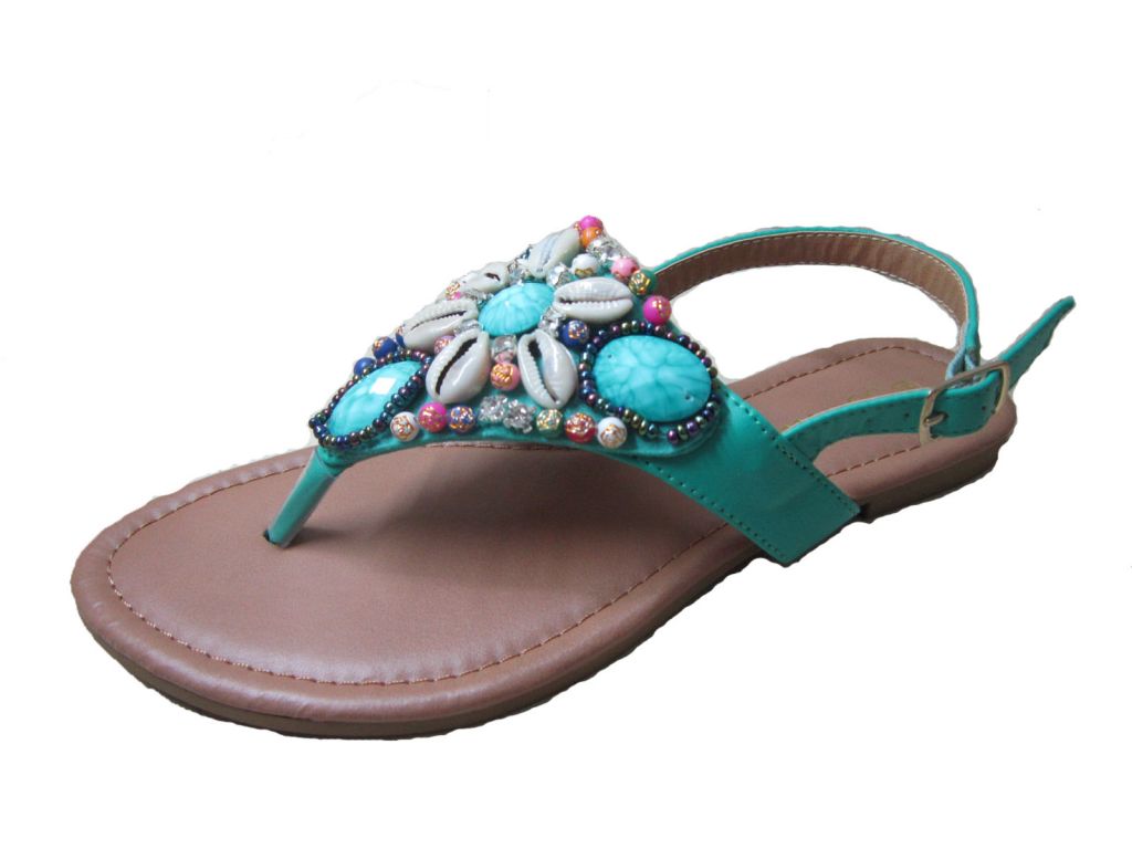 2014 summer new design flip-flop shell decorated flat sandal, girl,lady shoes