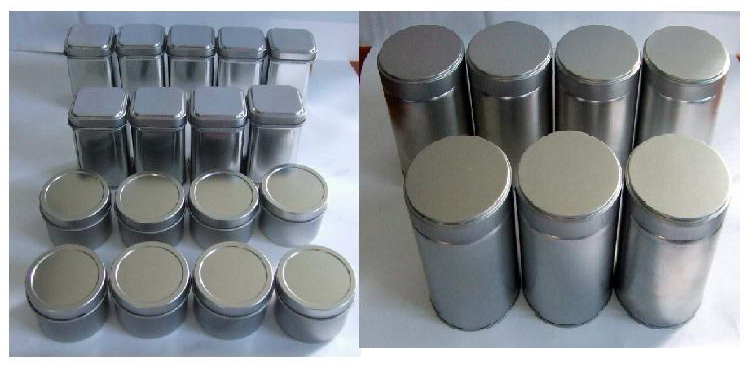 small silver tin box, silver tin can, gift tin