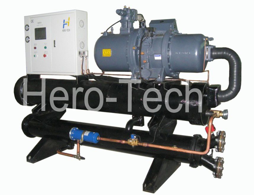 Water cooled low temperature screw chiller