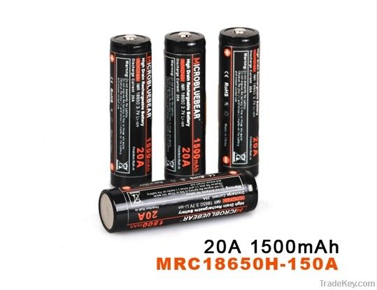 20A 18650 2500mah Rechargeable LiMN battery-button top
