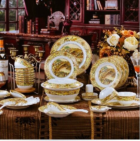 fashion bone porcelain dinnerware sets with flora pattern