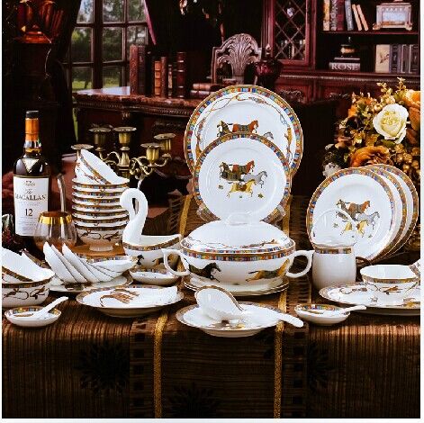 fashion bone porcelain dinnerware sets with flora pattern