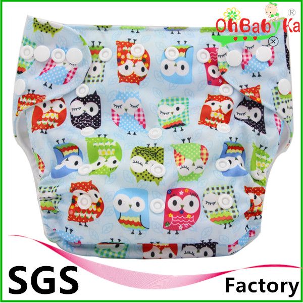 Ohbabayka waterproof Reusable double row snaps pocket cloth diaper