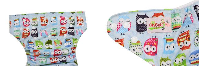 Ohbabayka waterproof Reusable double row snaps pocket cloth diaper