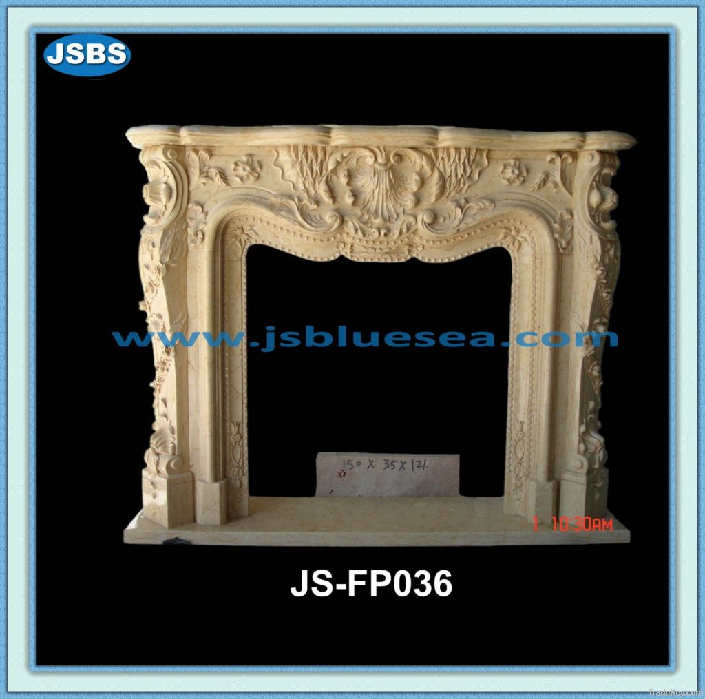 Hand Carved Natural Stone Fireplace Mantel