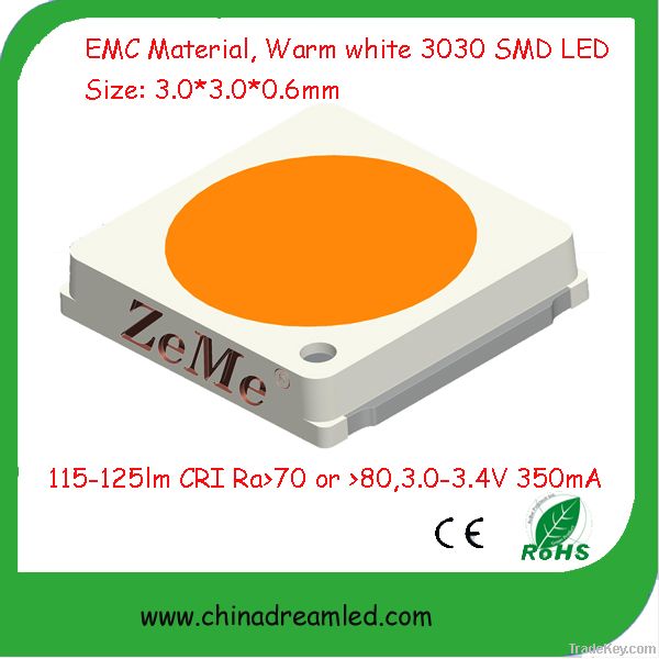 2014 Best sale 1W SMD LED, 3030 SMD LED 1watt 120lm ( Warm white 3000-