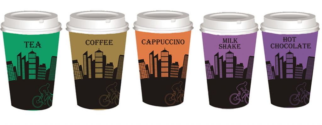 HO-RECA magic cups- Disposable paper cup with sugar lid and spoon for stirring your drink.