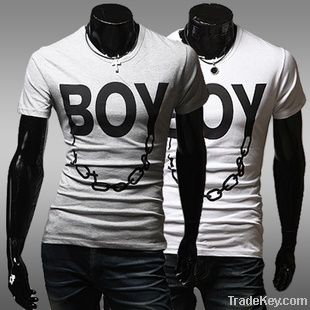 Fashion, cultivate one's morality round collar short sleeve T-shirt