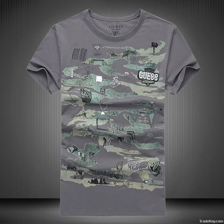 Men's big yards camouflage round collar short sleeve T-shirt in summer