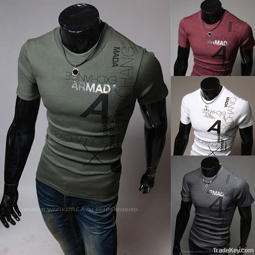 Men's fashion printing round collar short sleeve T-shirt