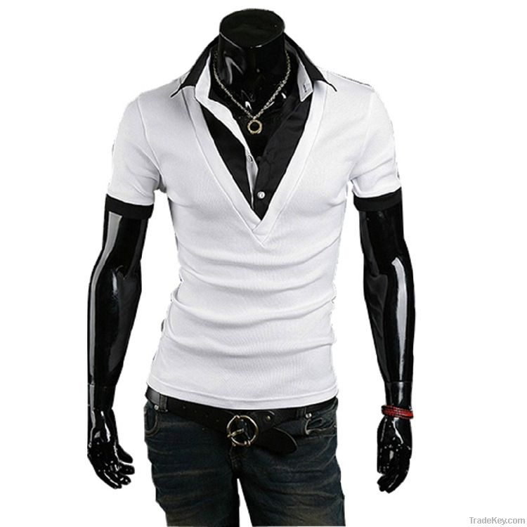 Male lapels, cultivate one's morality short sleeve T-shirt