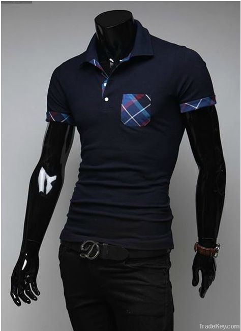 Fashion new grid leisure short sleeve POLO shirt