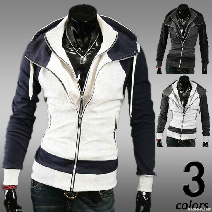 Men's wear false two hooded fleece jackets