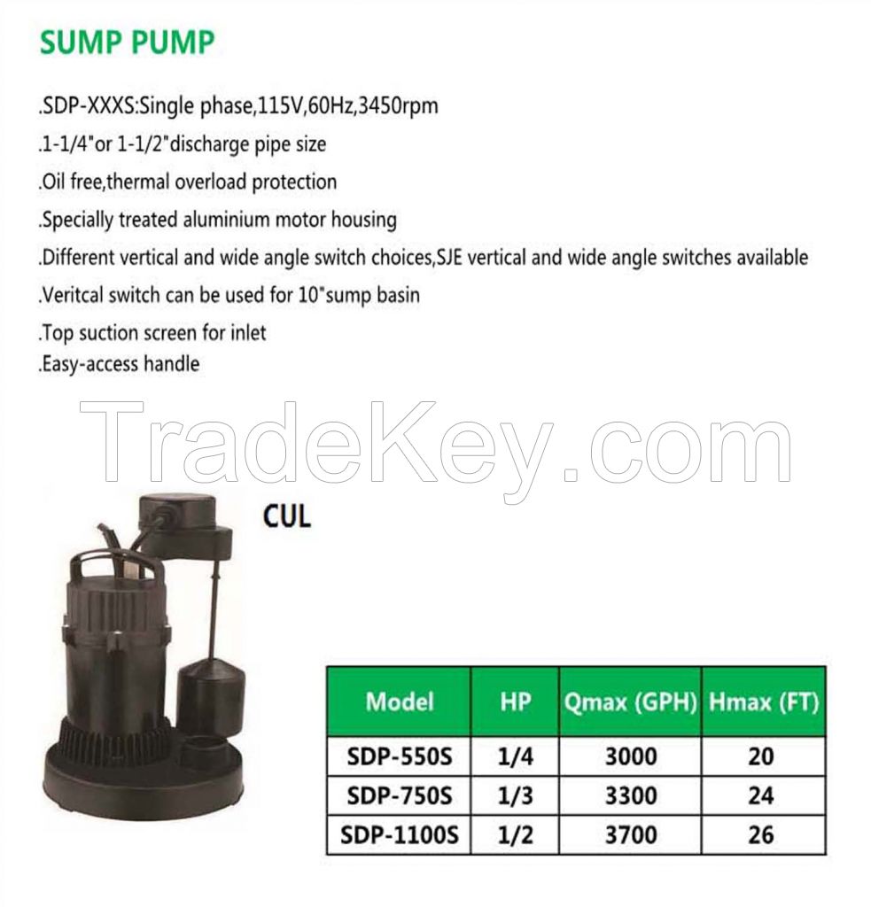 Sump Pump SDP-550S SDP-750S SDP-1100S