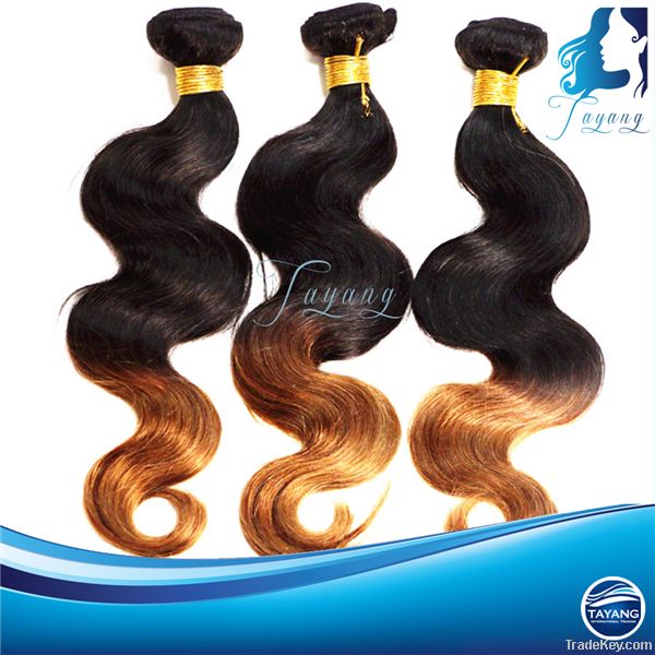 100% factory price two tone color brazilian human hair weaving
