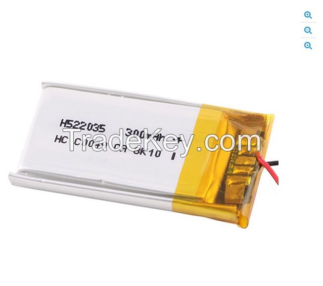 Lithium Polymer Battery DEL-522035 for MP3, MP4, Bluetooth, Wireless Devices