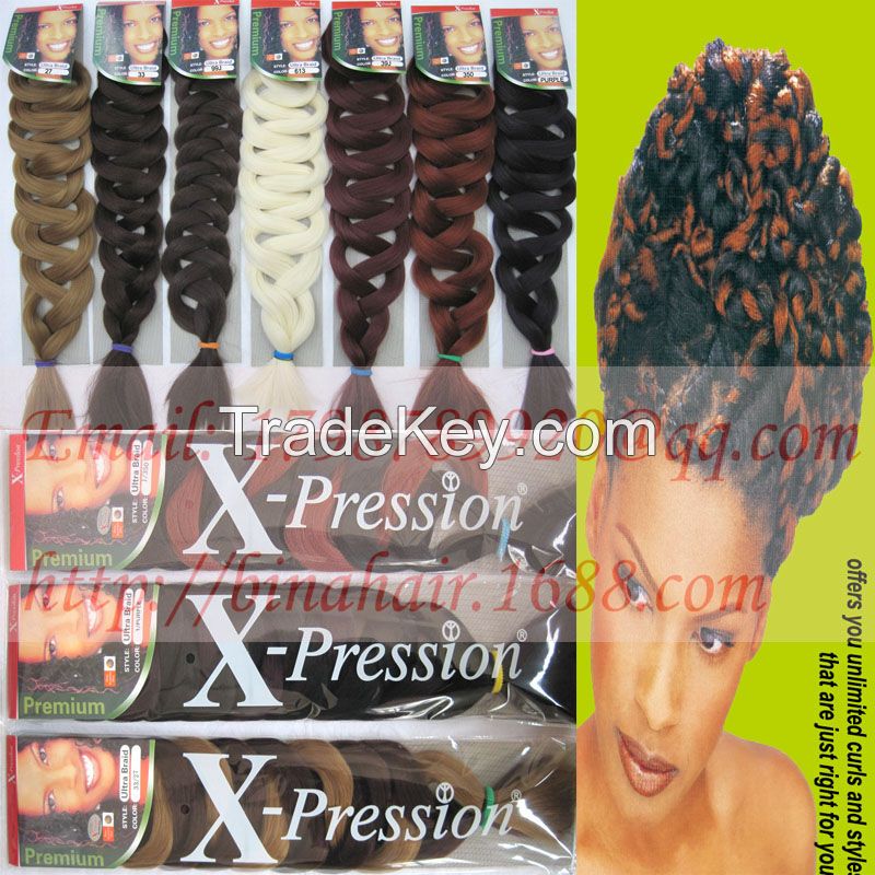 xpression braid, x-pression hair extension, 165G 82inches, 10 colors available