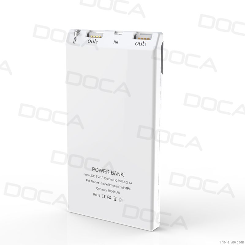 8000mah ultra thin polymer portable charger for mobile phone