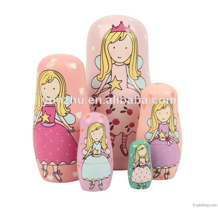 Wooden girl style 5-pieces sets Russian Nesting Dolls , Matryoshka