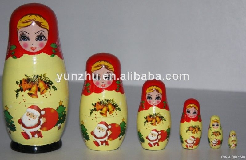 Wooden Christmas style 5-pieces sets Russian Nesting Dolls , Matryoshka