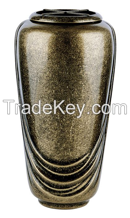 Bronze flower vase with grlitter decoration