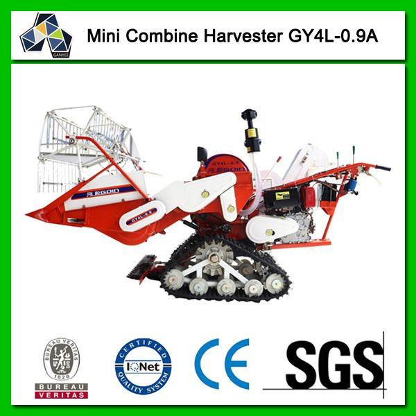 Mini Combine Harvester GY4L-0.9A, Triangle Crawler Track, Self Propelling.