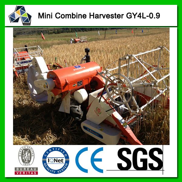Mini Combine Harvester GY4L-0.9A, Triangle Crawler Track, Self Propelling.
