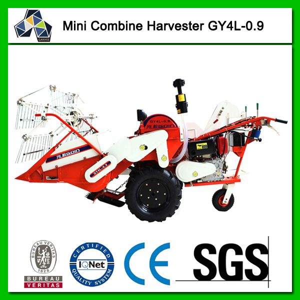 Mini Combine Harvester GY4L-0.9A, Triangle Crawler Track, Self Propelling.