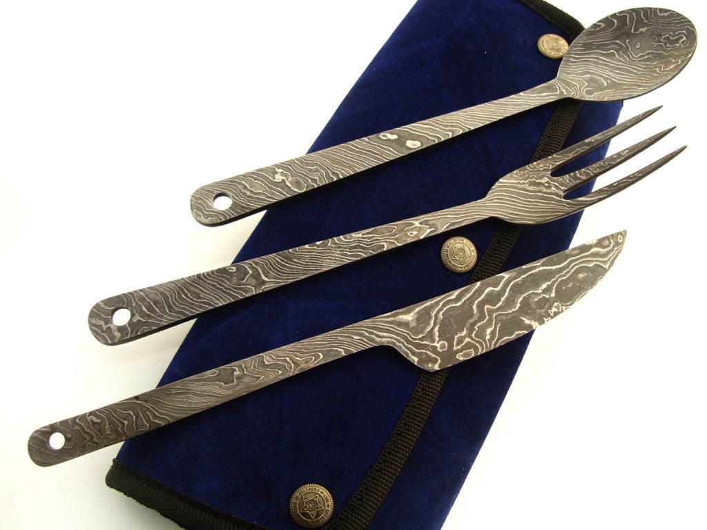 Damascus steel Knife Folk set