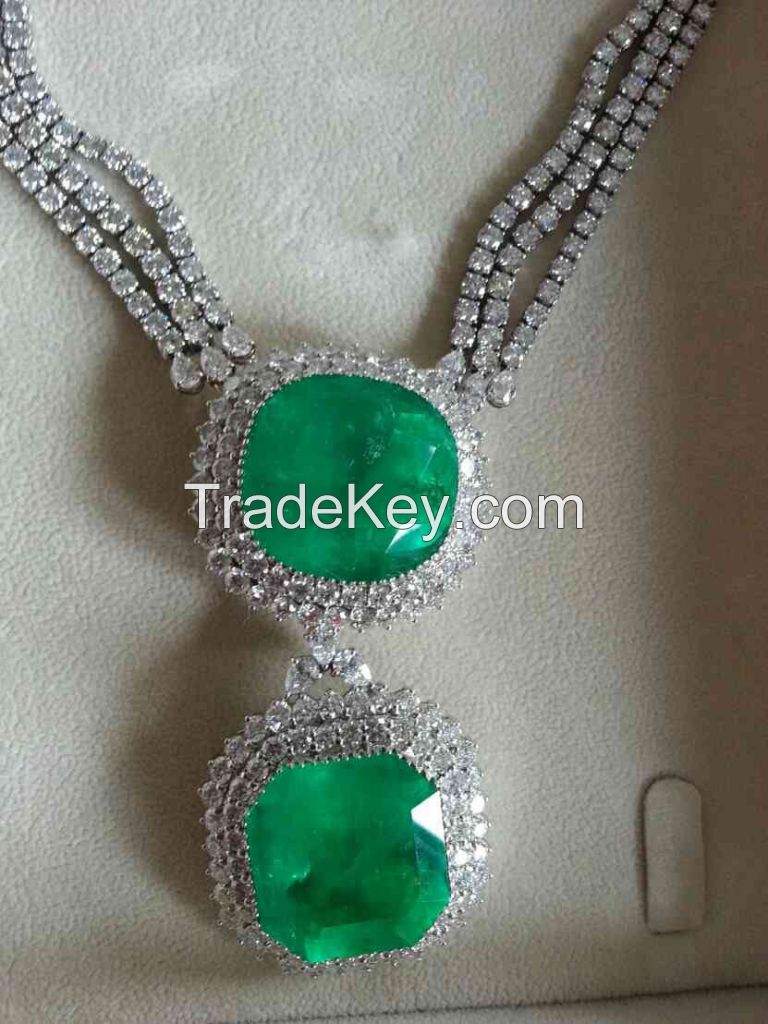 White Gold Diamonds And Colombian Emeralds