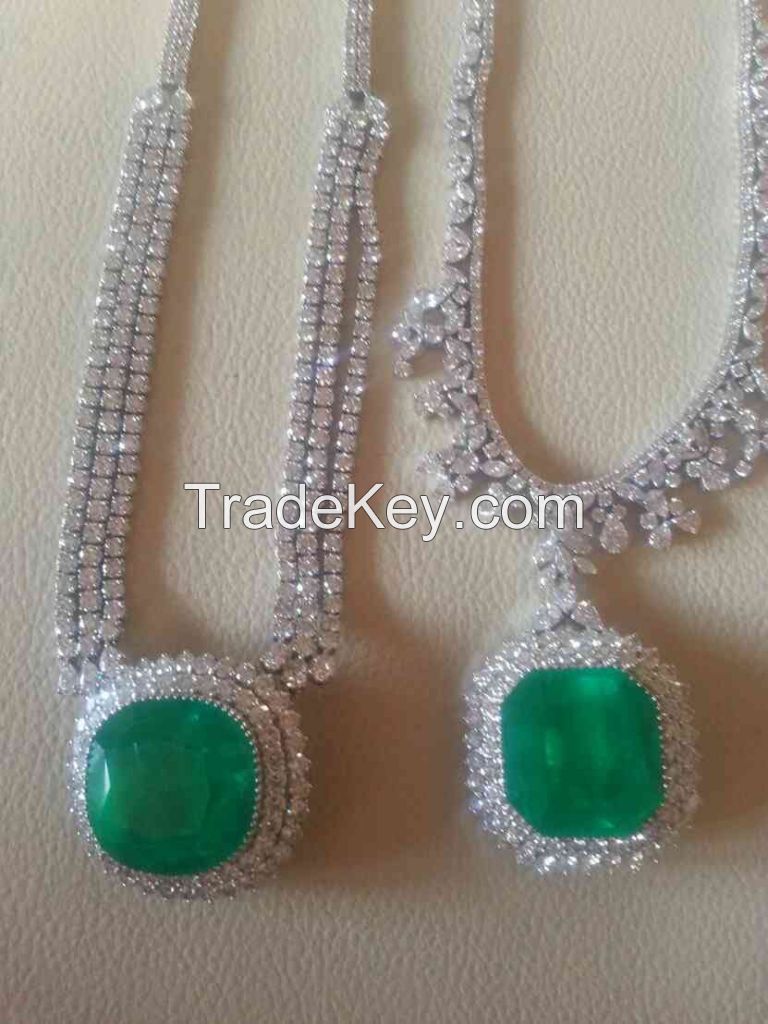 White Gold Diamonds And Colombian Emeralds