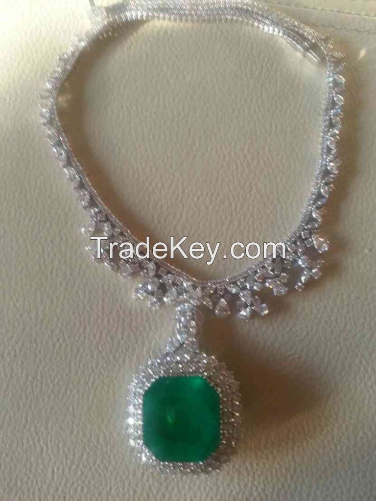 White Gold Diamonds and Colombian Emeralds