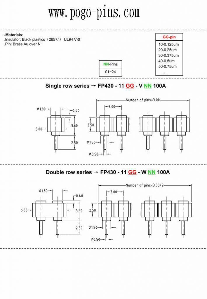 Pogo pin connector Drawing-Grid target Connector with 2.5mmPIN