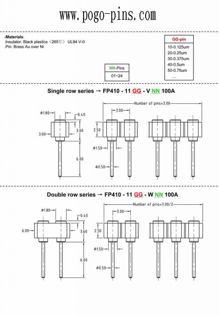 Pogo pin connector Drawing-Grid target Connector with 2.5mmPIN