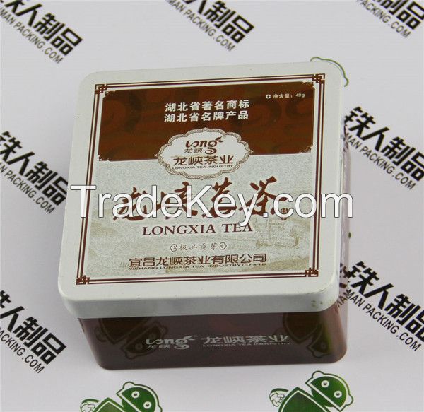 Empty tin plate tea metal box