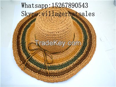 VG-WB001Straw Women's Big Brim made of Paper String handcraft, local wo