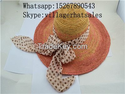 VG-WB001Straw Women's Big Brim made of Paper String handcraft, local wo