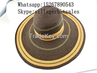 VG-WB001Straw Women's Big Brim made of Paper String handcraft, local wo