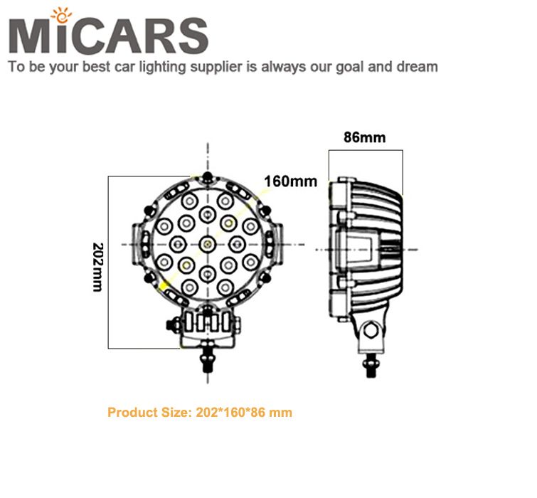 Best performance 3100lm 51w LED work light for trucks SUV ATV 4x4 off-road