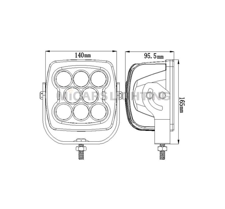 High power 6720lm 80w 6 inch square LED work light