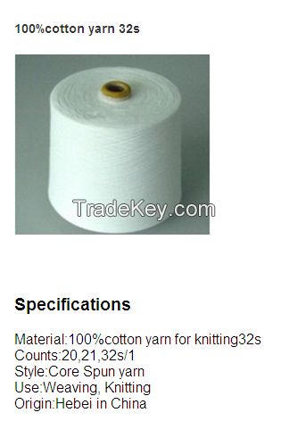 100% Cotton Yarn for Knitting32s