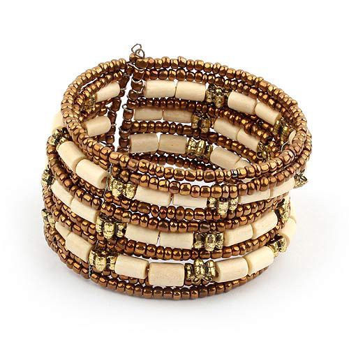 Fashion Multicolor Beads Bangles -Brown