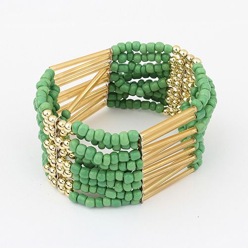 Bohemian Customs Tassel Bead Bracelet -Green 