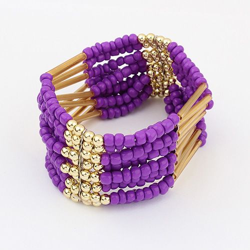 Bohemian Customs Tassel Bead Bracelet -Purple